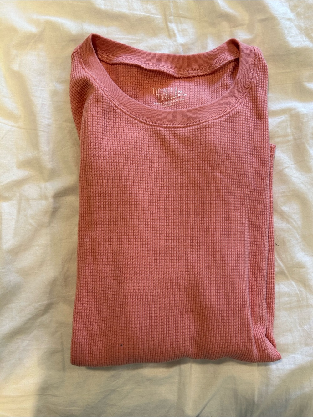 Time and Tru Waffle Knit Long Sleeve Tee in Dusty Rose